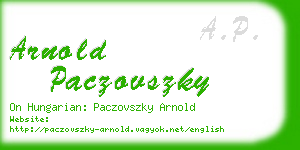 arnold paczovszky business card